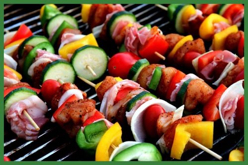 grilling veggies and meat